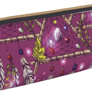 Federmäppchen mit Traumfänger-Motiv, dreieckig, tragbares Federmäppchen, Leder-Organizer mit Reißverschluss, Kosmetiktasche