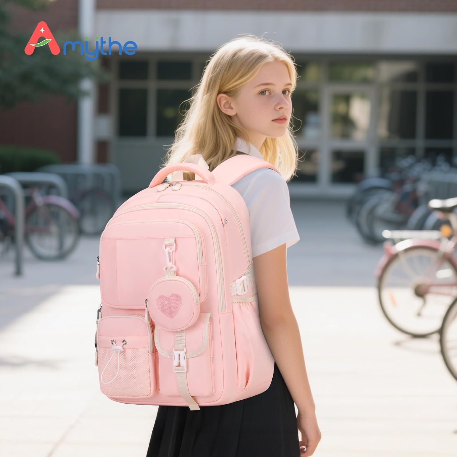 School Bag Girls School Backpack for Girls 1st - 5th Grade with Cute Coin Bag, Casual Backpack School for Kids Teenagers, Ideal for School and Travel, pink, Rucksack Backpacks – Bild 2