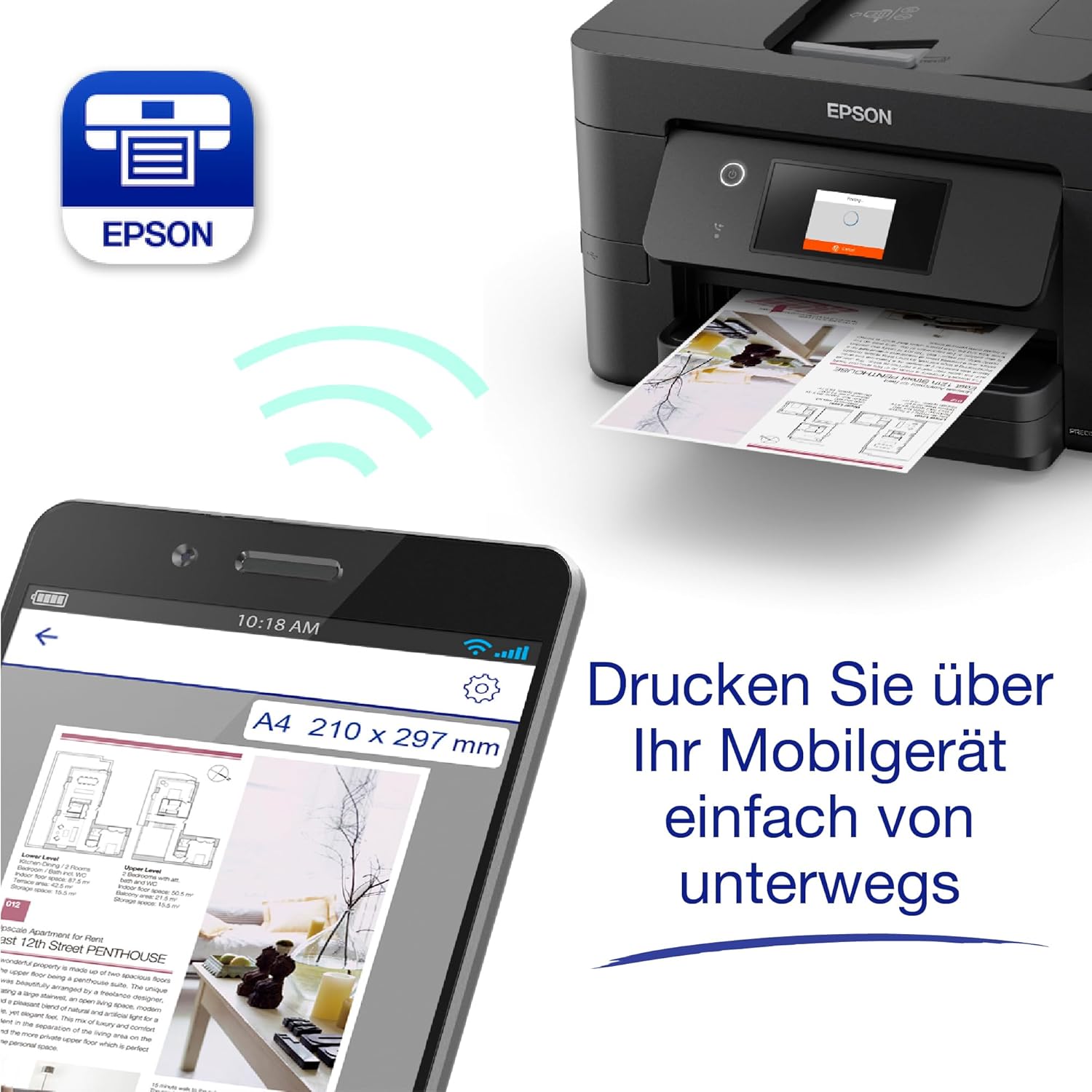 Epson WorkForce Pro WF-3820DWF 4-in-1 Ink Multifunctional Device (Print, Scan, Copy, Fax, ADF, WiFi, Ethernet, NFC, Duplex, Single Cartridges, DIN A4), incl. 9 Months ReadyPrint Flex Ink Tariff – Bild 8