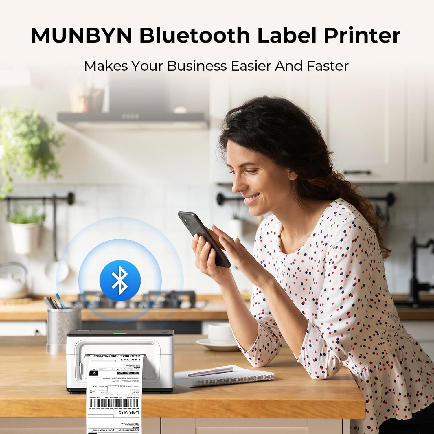 MUNBYN Label Printer Bluetooth, Thermal Printer, Label Printer 4x6 DHL UPS GLS Shipping Labels Printer, Thermal Printer, Labeling Device for Ebay, Amazon, Etsy, Shopify, 941B, White – Bild 6