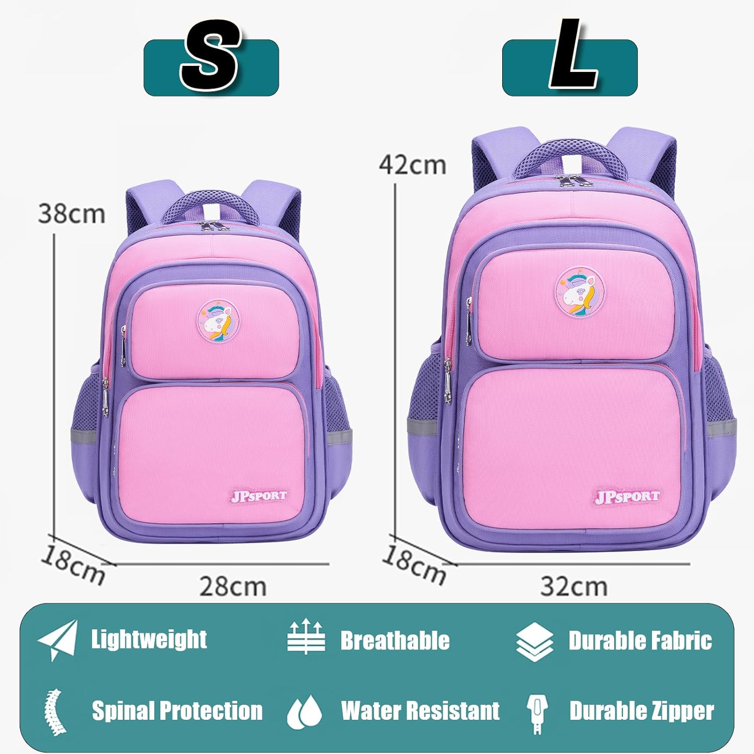 Personalised School Backpack Children with Name Embroidery, School Children's Backpack for Girls & Boys, Waterproof School Bag, School Bag, Large Capacity, Multi-Pocket School Bag – Bild 3