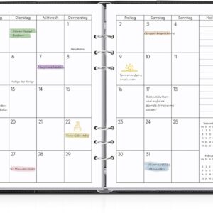 SKYDUE Calendar Ring Binder A5 Refillable, Ring Binder A5 Refillable from December 2025 to December 2026, Diary 2026, Perfect for Students and Professionals (Black)