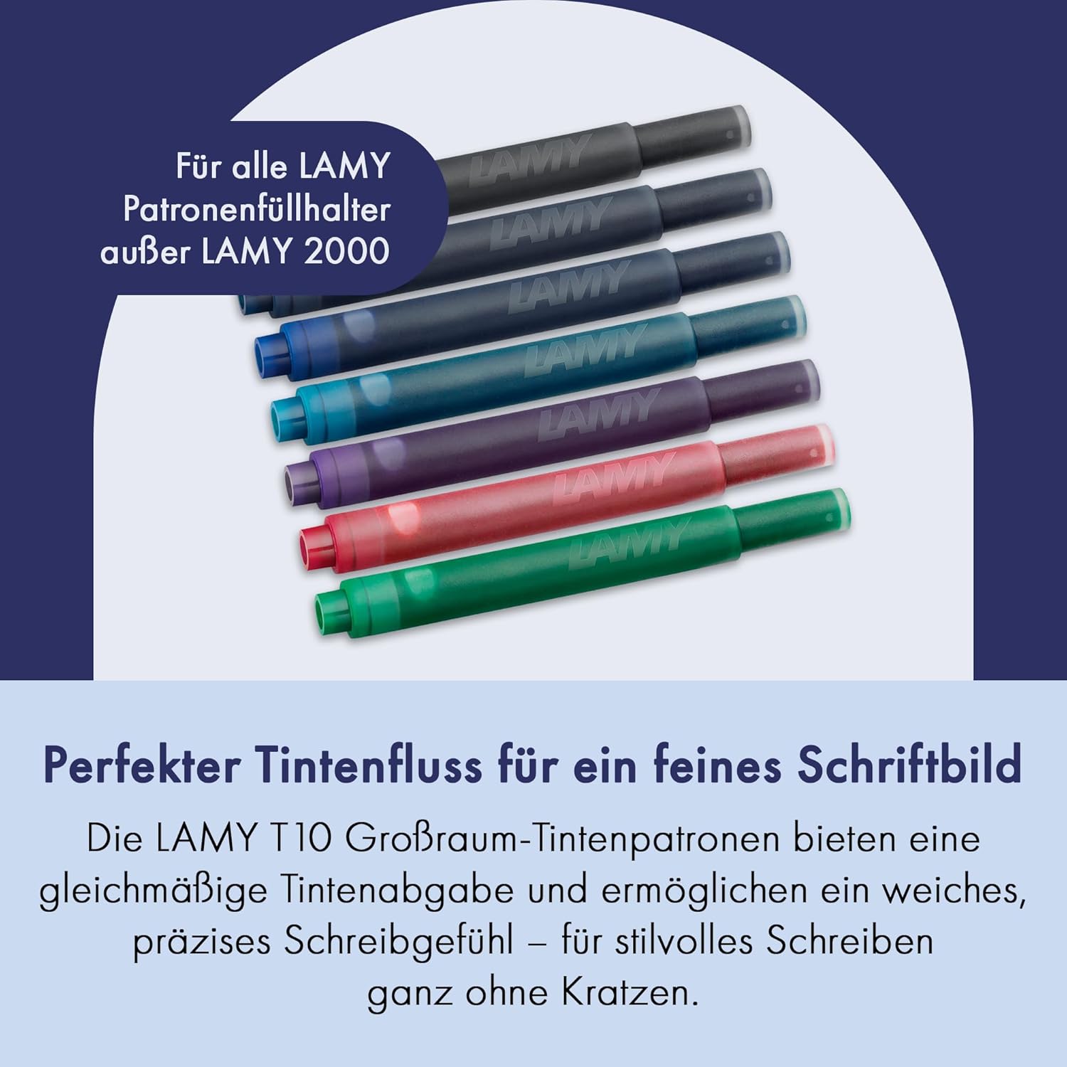 LAMY T10 Erasable Ink Cartridges with Large Ink Supply, Suitable for All Lamy Fountain Pen Models with Cartridges, 1.25 ml Content per Cartridge, 5 Pieces per Pack, Blue Ink Colour – Bild 2