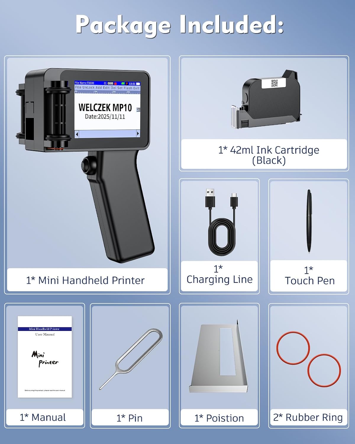 MP10 Mini Handheld Printer with Quick-Drying Ink, Portable Handheld Inkjet Printer for Labels - Prints Barcode, QR Code, Logo, Date & Batch Number (Upgrade Edition) – Bild 6