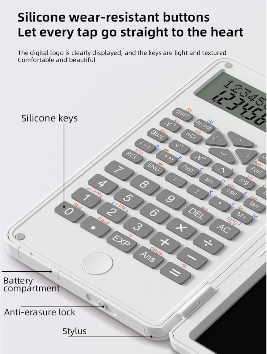Scientific Calculator with Notepad, 10 Digit LCD Display Calculator, Pocket Mute, Multifunctional Desktop Calculator for Students, Secondary School and College (Black) – Bild 4