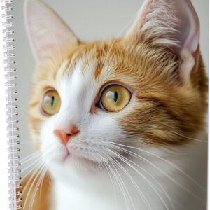 druck.de College Notepad - Pack of 5 - DIN A4 - 80 Sheets - 80 g Volume Paper - Perforated - Spiral Binding White - Correction Margin - Perforated - Spiral Notepad (Cat, Lined)