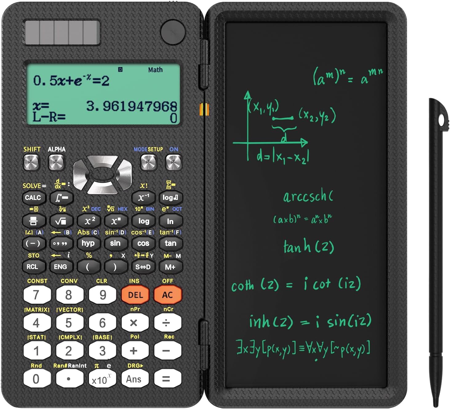 NEWYES Scientific Calculator 417 Functions Engineering Calculator with Writing Board and Pen for Students, Teachers, Engineers, Technical Science, Solar and Battery Dual Power Supply