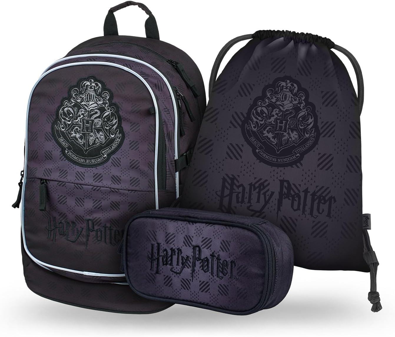 Baagl School Backpack Set Boys Girls 3 Pieces, School Bag for Primary School, Primary School Satchel with Chest Strap, Ergonomic School Bag (Harry Potter Hogwarts)