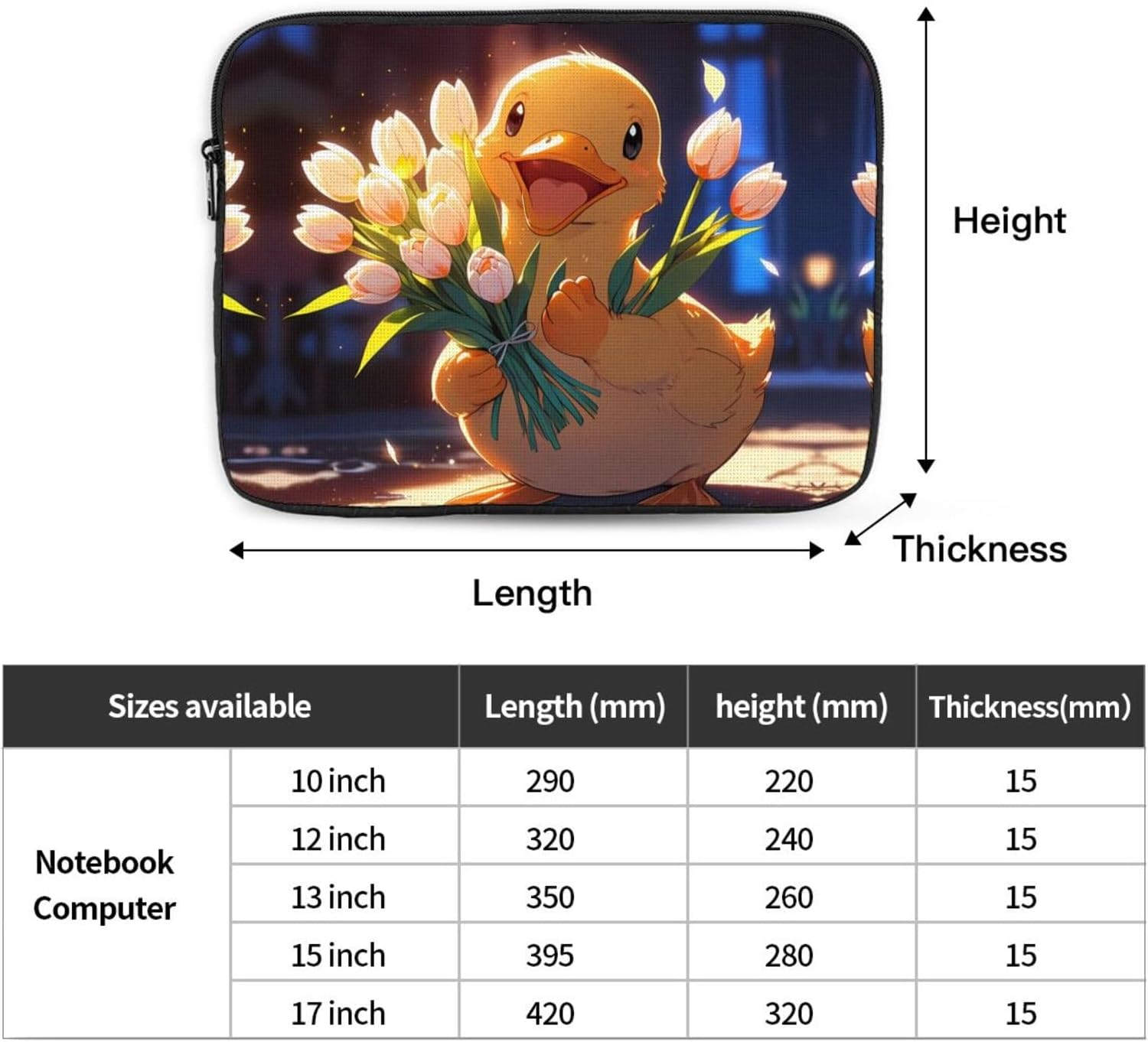 Duck Pattern Portable Laptop Bag 12 Inch Perfect for Business, Travel, School, Office, Shockproof Laptop Inner Pocket – Bild 4