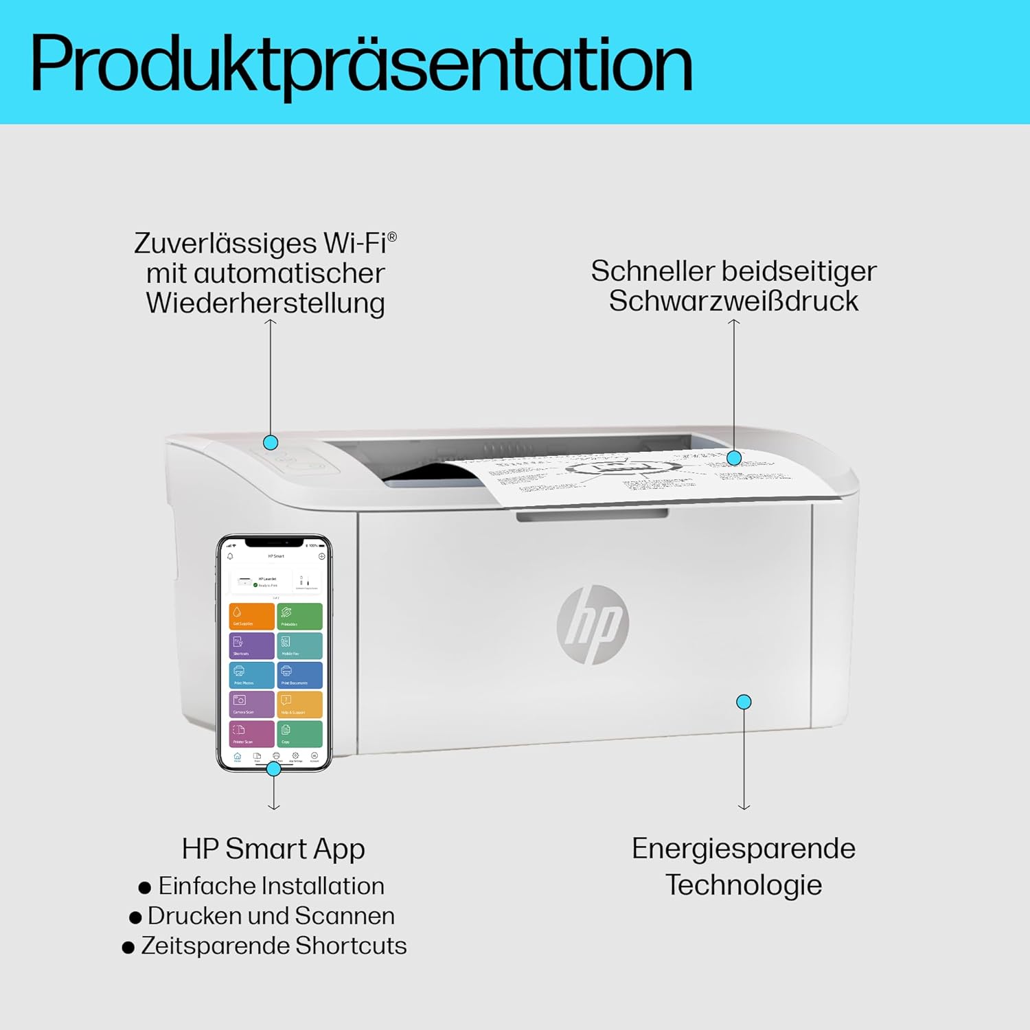 HP LaserJet M110w Wireless Black & White Laser Printer, Mono Laser Printer (AirPrint) – Bild 2