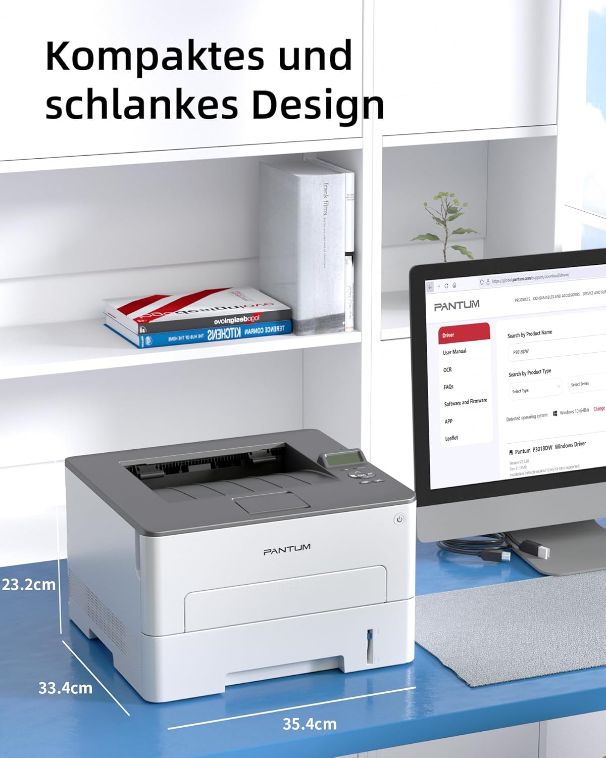 PANTUM P3018DW Laser Printer Black White Printer, WLAN/USB/Ethernet, Automatic Duplex Printing, 30 ppm, Includes 1000 Page Starter Toner Cartridge – Bild 7