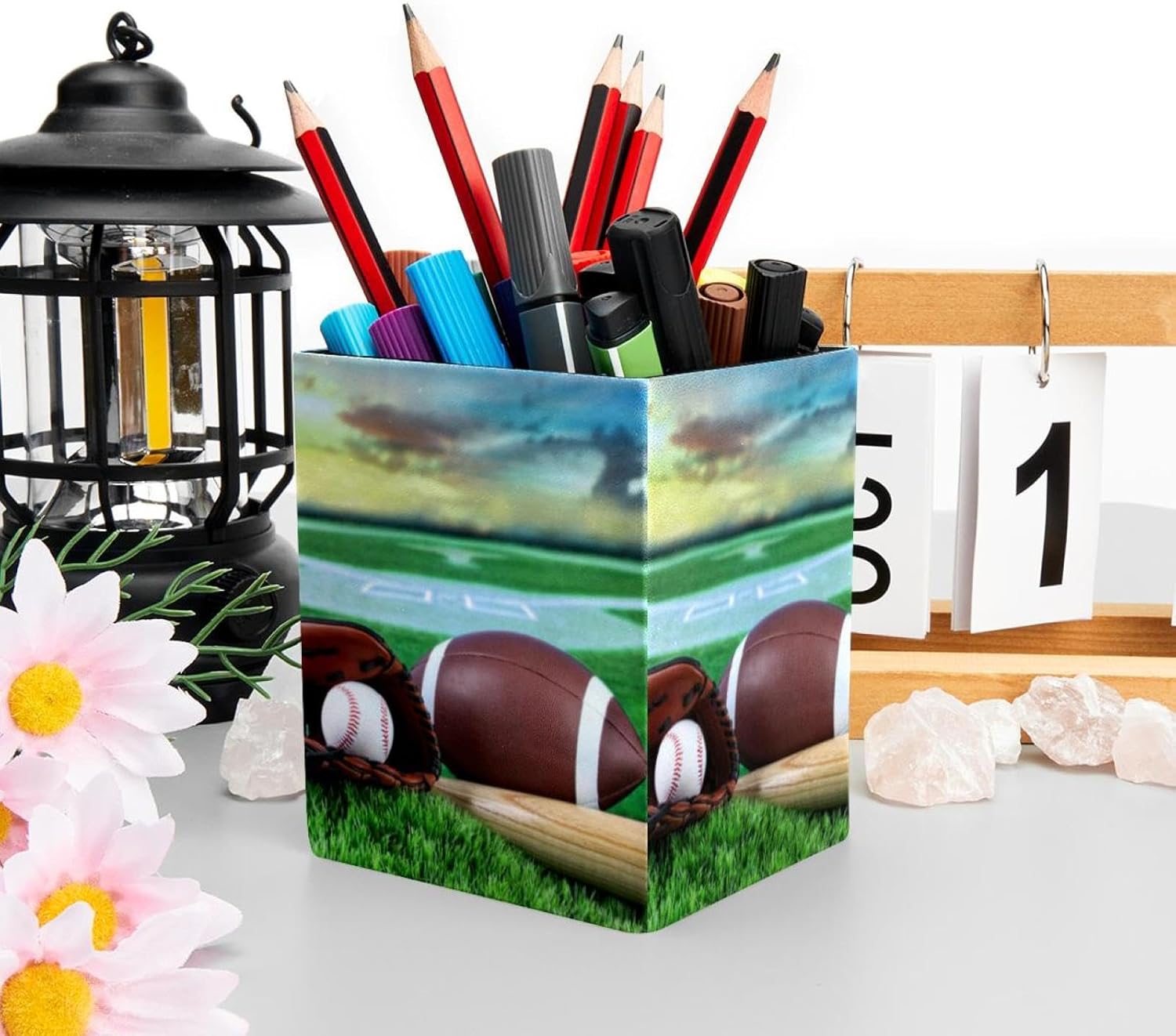 Stiftehalter für Schreibtisch, American Football Drucke, Stiftehalter, Stiftehalter, Make-up-Pinsel, Aufbewahrung, Schreibtisch, Schreibwaren, Organizer für Home Office – Bild 7