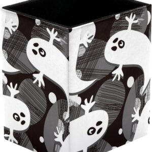 Pen Holder for Desk White Scary Halloween Ghost Prints Pen Holder Pen Holder Makeup Brush Storage Desk Stationery Organizer for Home Office