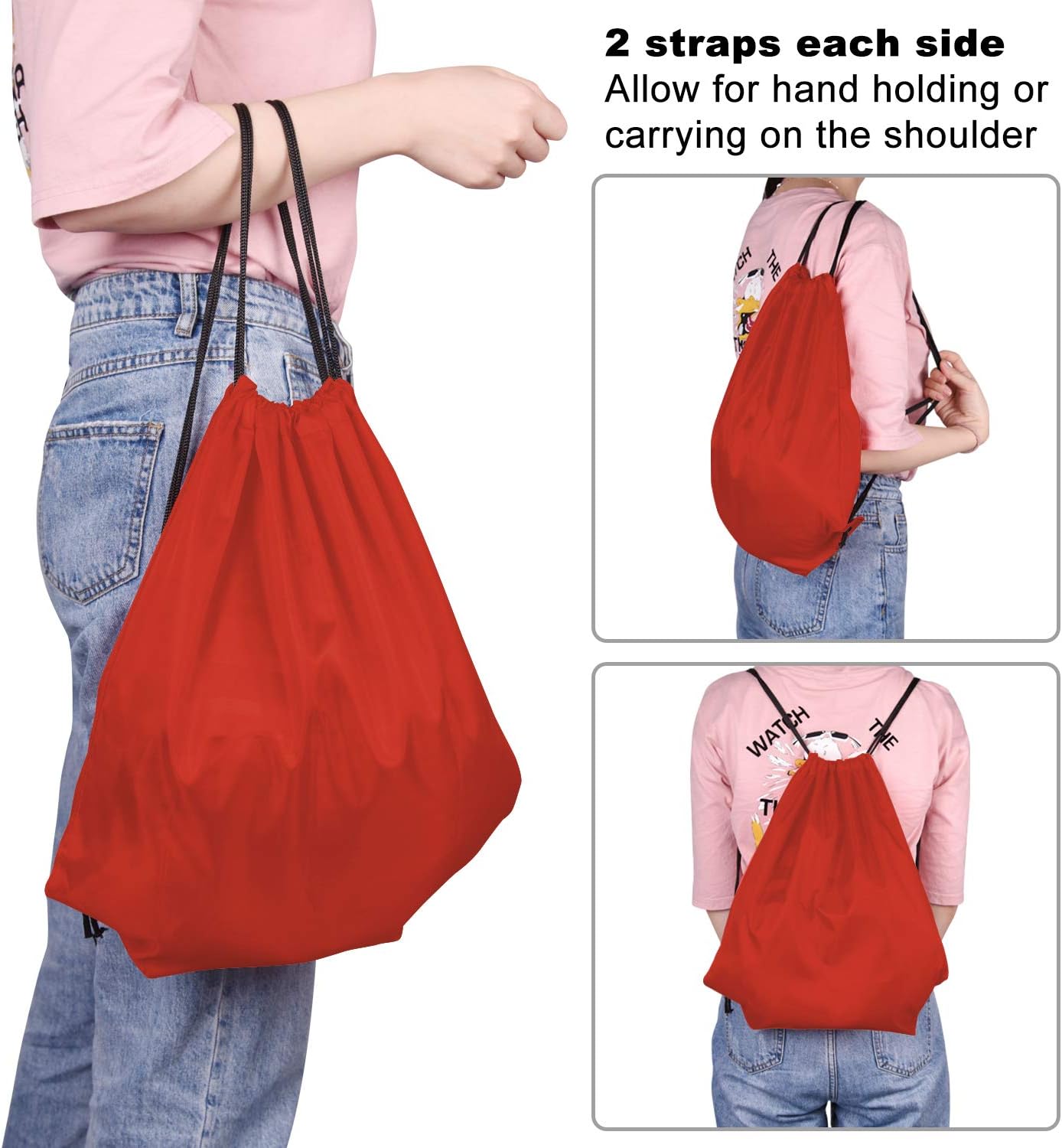 FEPITO 2-15 Pieces Drawstring Backpack Backpack Cinch Bag Sports Bag Chain Backpack Gym Bag for Gym or Travel – Bild 5