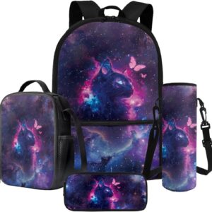 4 Pack Backpack Lunch Box School Bag with Pencil Case and Water Bottle Cover, Cute Kids Backpack