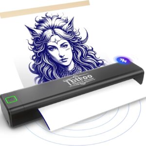 vretti P84 Tattoo Printer, Tattoo Stencil Printer with A4 Transfer Paper, Transfer Machine, Professional Thermal Printer, Compatible with iOS, Android, Laptop for Office