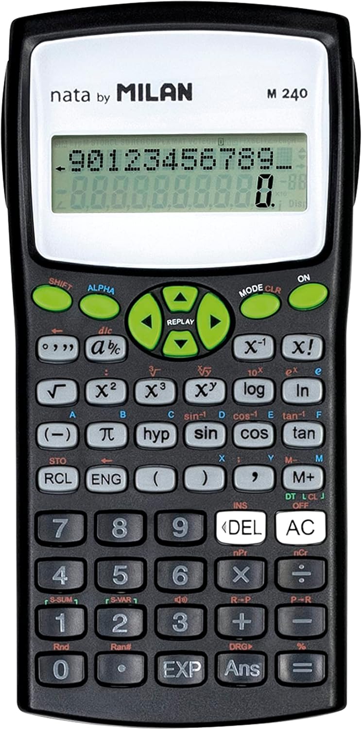 Milan 159110GRBL - Scientific calculator, 240 functions, black color with green cover – Bild 3