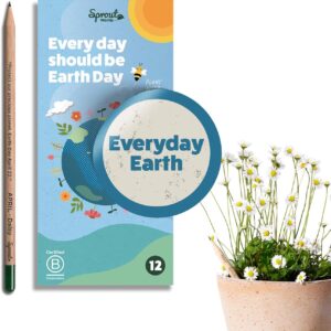 Sprout World Pencil | Everyday Earth | Plantable Graphite Pens with Flower Seeds | Environmentally Friendly Organic Wood | Sustainable Gift Ideal for Drawing, Sketching & Shading | Pack of 12