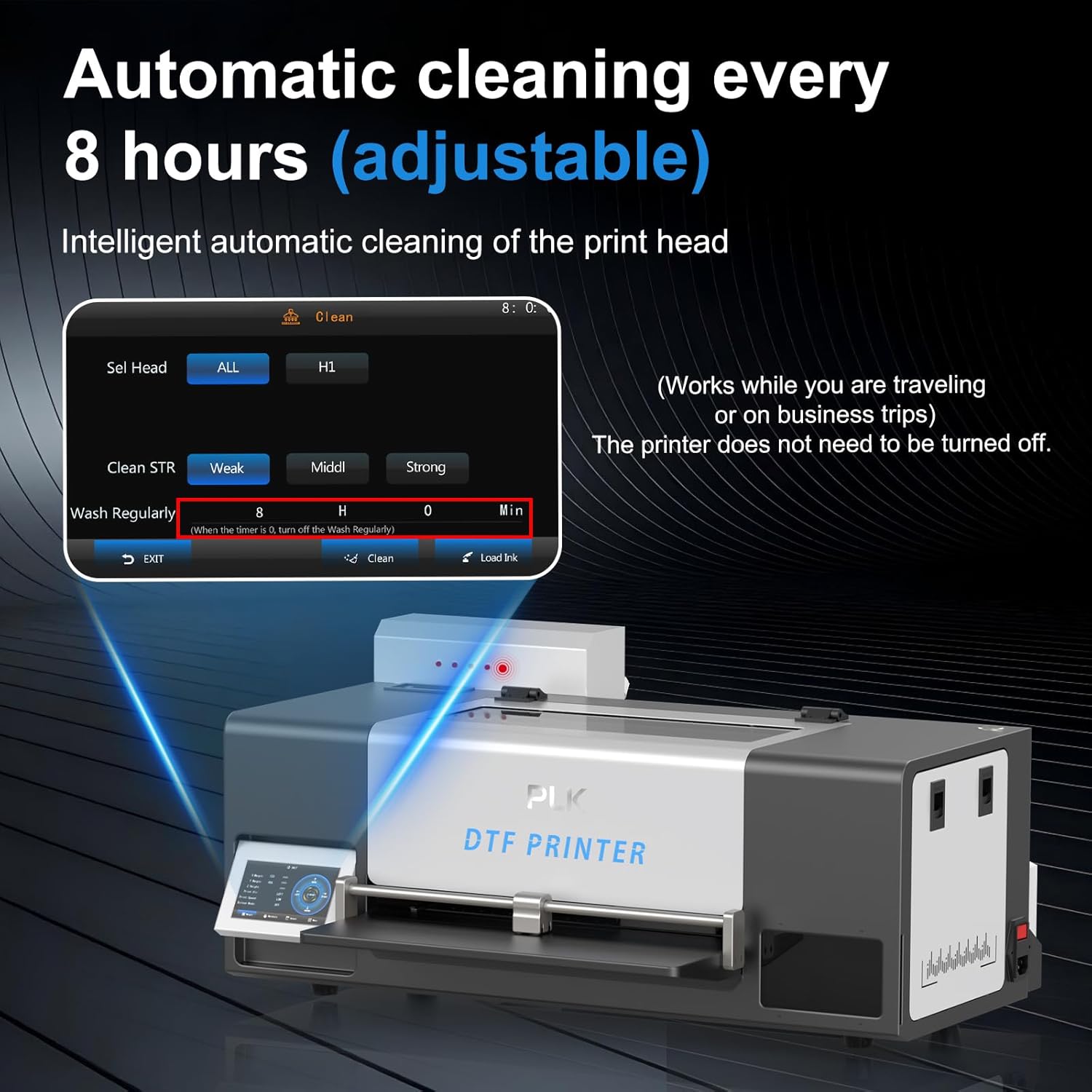 PLK A3 Plus DTF Printer with Powder Shaker Dryer, XP600 DTF Printer with Double Speed L805/L1800, Automatic Cleaning and Dual White Ink System, Direct Film Machine – Bild 4