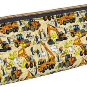 Federmäppchen mit BAU-LKW-Muster, Kosmetiktasche, Stiftetui, dreieckiges Leder, Aufbewahrungstasche, Schreibwaren-Organizer mit Reißverschluss, für das Büro von Erwachsenen
