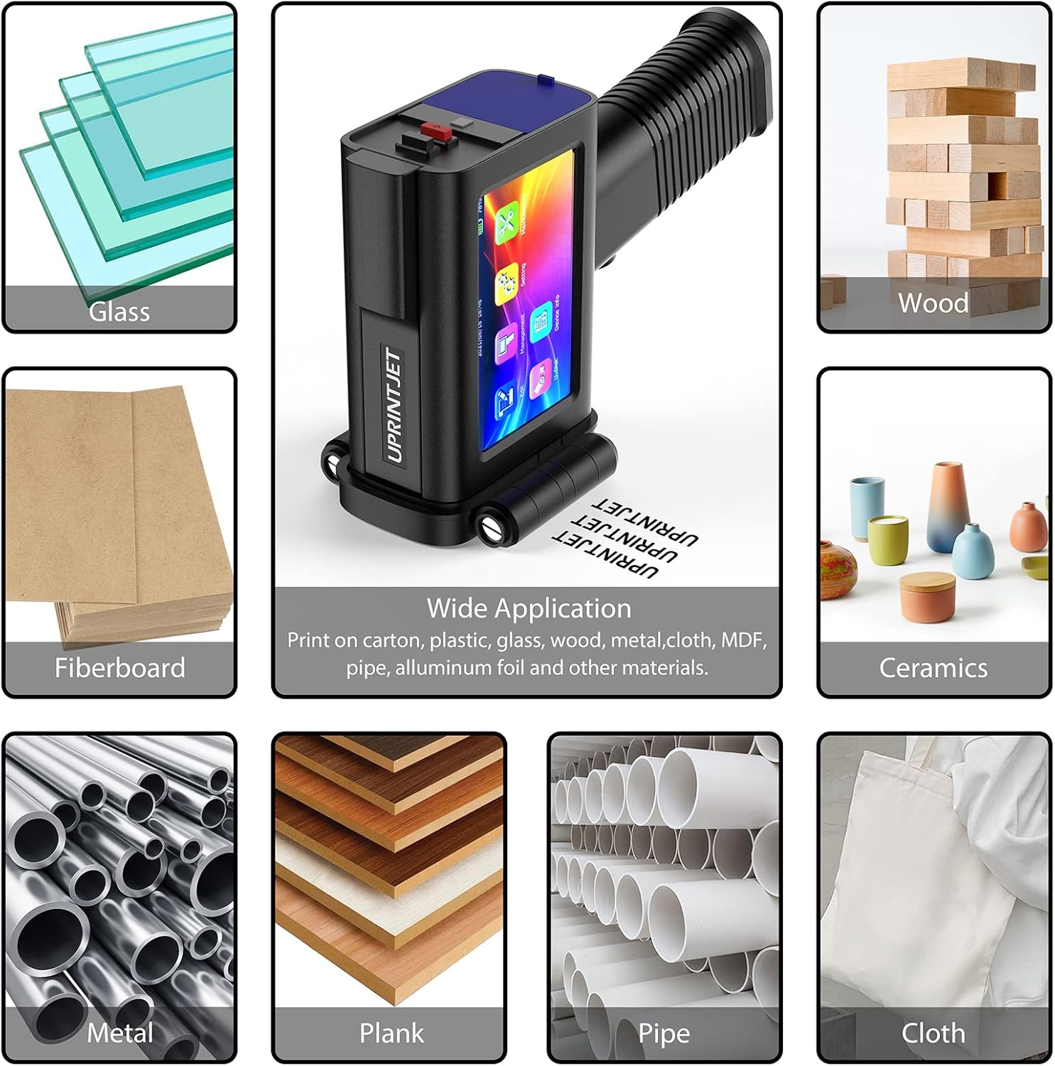 BT-HH6105B2 Portable Handheld Printer with Quick Drying Ink Cartridge Hand Inkjet Printer, HD 4.3 Inch Touchscreen Handheld Printer for Logo/Date/QR Code/Barcode/Serial Number – Bild 3