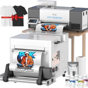 PLK A3 Plus DTF Printer with Powder Shaker Dryer, XP600 DTF Printer with Double Speed L805/L1800, Automatic Cleaning and Dual White Ink System, Direct Film Machine