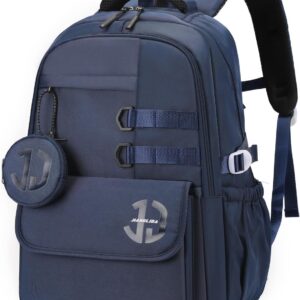 Tanou School Backpack Boys Backpack Teenagers 32L Large School Bag for Boys 12-18 Years, Nylon School Bags Boys Durable Backpacks with Laptop Compartment, Navy Blue