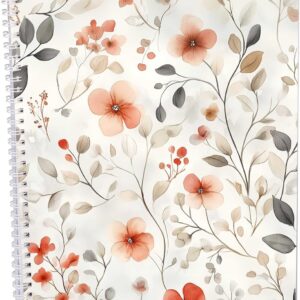 druck.de College Notepad - Pack of 5 - DIN A4 - 80 Sheets - 80 g Volume Paper - Perforated - Spiral Binding White - Correction Margin - Perforated - Spiral Notepad (Floral Pattern, Chequered)