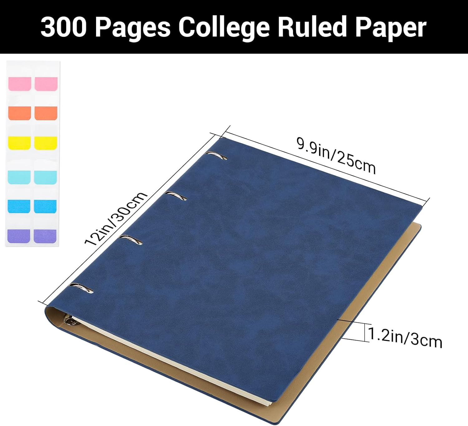 Ring Binder Notizbuch A4 Liniert - Spiralblock Nachfüllbar 21.5x28cm - 100g/m² Liniert Tagebuch Notebook A4 - PU Leder Notizblock A4-150 Blatt Dunkelblau Notizheft Reisetagebuch – Bild 2