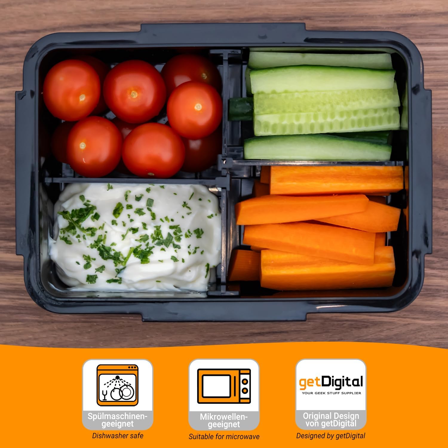 getDigital Lunch Box Dangerous to Go Alone, Bento Box for Nerds & Gaming Fans with 4 Adjustable Compartments, Leak-proof Container with Lid, Dishwasher Safe and Microwave Safe, 800 ml – Bild 6