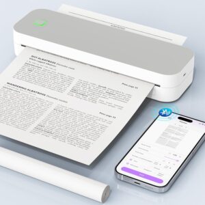 Bluetooth Thermal Printer A4, Portable Mobile Printer A4 for On the Go Inkless Printer Compatible with Android & iOS and Laptop for Home, Office, Tattoo Stencil Printer