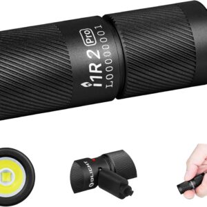 OLIGHT I1R II Pro EOS Mini LED Torch 180 Lumen Super Bright USB Rechargeable Hand Lamp Keychain IPX8 and 1.5 m Drop Protection Small Lamps for Outdoor Camping and Repairs, Black