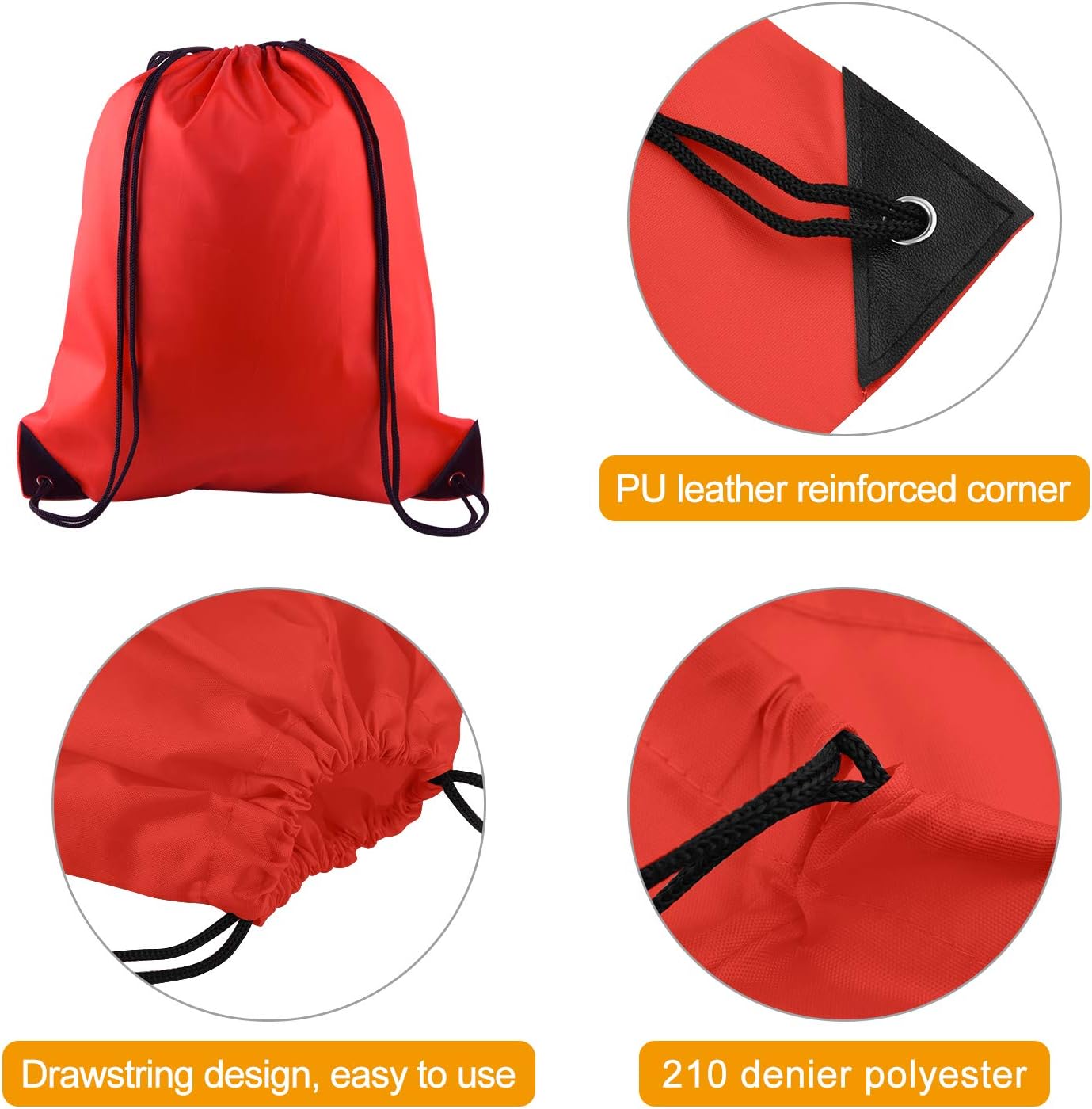 FEPITO 2-15 Pieces Drawstring Backpack Backpack Cinch Bag Sports Bag Chain Backpack Gym Bag for Gym or Travel – Bild 3