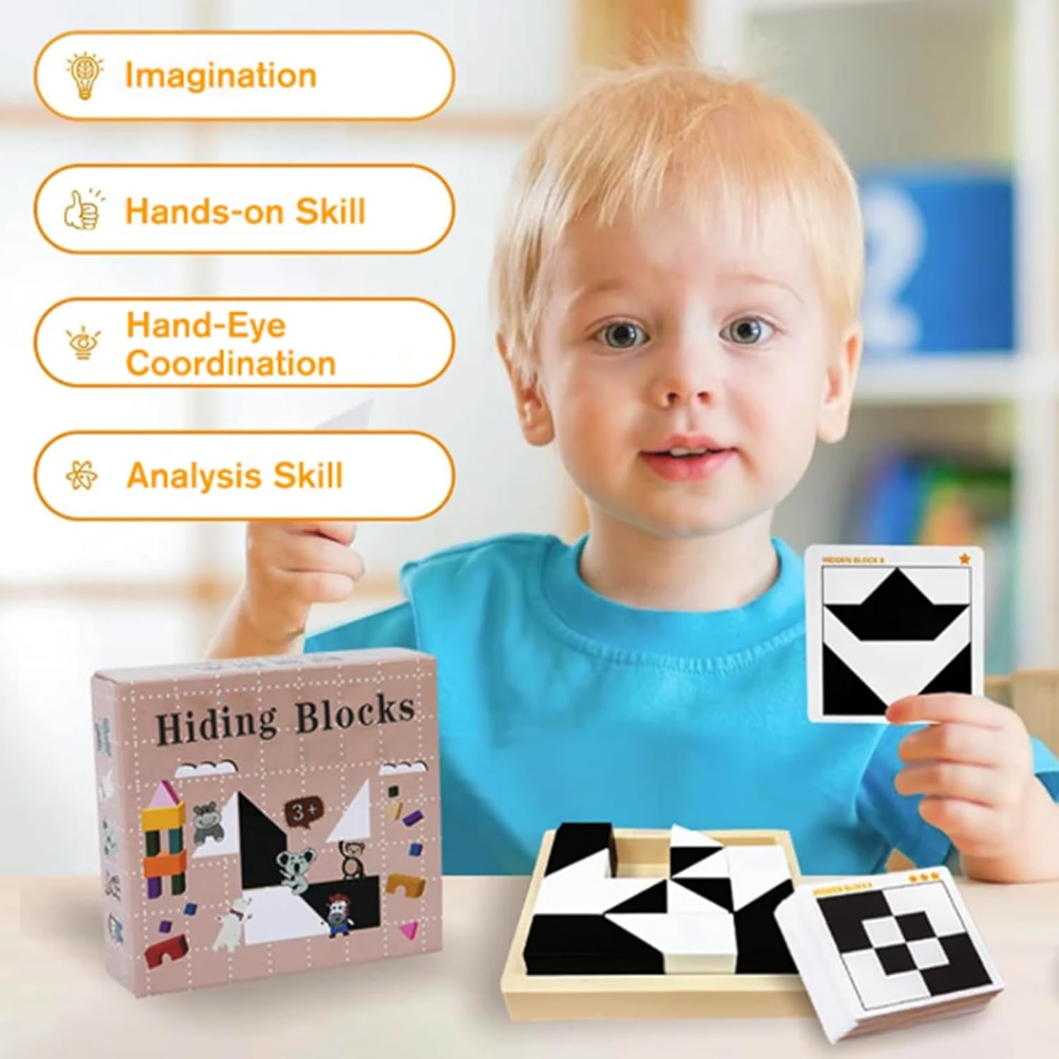 Puzzle aus Holzblöcken, pädagogisches Puzzle, Puzzles mit bunten Teilen, Lernspielzeug mit Fähigkeitsentwicklung, Spielaktivität, Puzzle für Zuhause, Reisen, Schule, – Bild 6