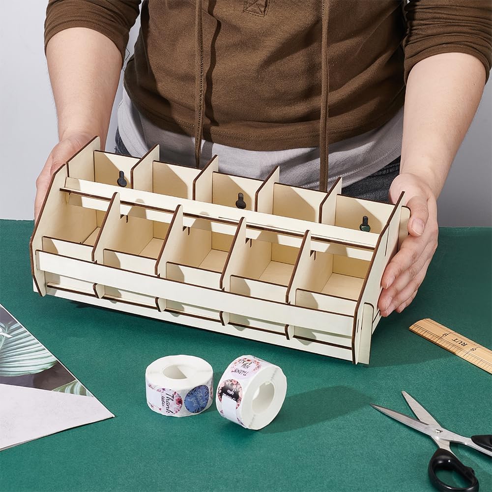 PH PandaHall Label Roll Holder Adjustable Sticker Roll Holder Wooden Label Stand Label Dispenser Label Holder Accessories for Shipping Accessories Printers Home Office Organiser – Bild 3