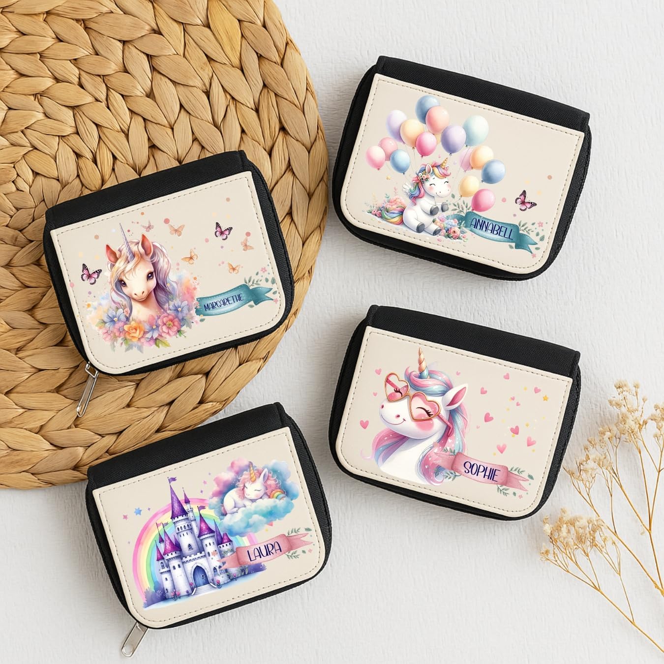 wolga-kreativ Children's Wallet with Name Boy Girl Personalised Children's Gift, Unicorn, S, Casual – Bild 2