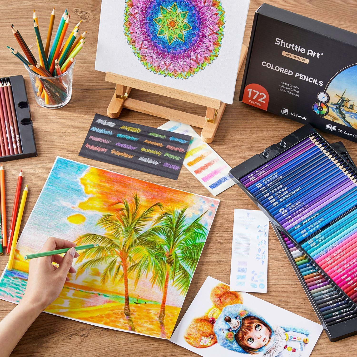 Shuttle Art 172 Colouring Pencils Set, Perfect Colouring Pencils for Adults, Children and Artists for Colouring, Painting and Sketching, Soft Wax Based Colouring Pencils, Wooden Pencils, Colouring – Bild 8