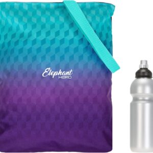 Elephant Gym Bag Sports Bag Hero Signature Attach Bag Fixable Boys Girls Selection Fits Cyber Camo, Two Tone, Flower, Cube or Plaid + Water Bottle