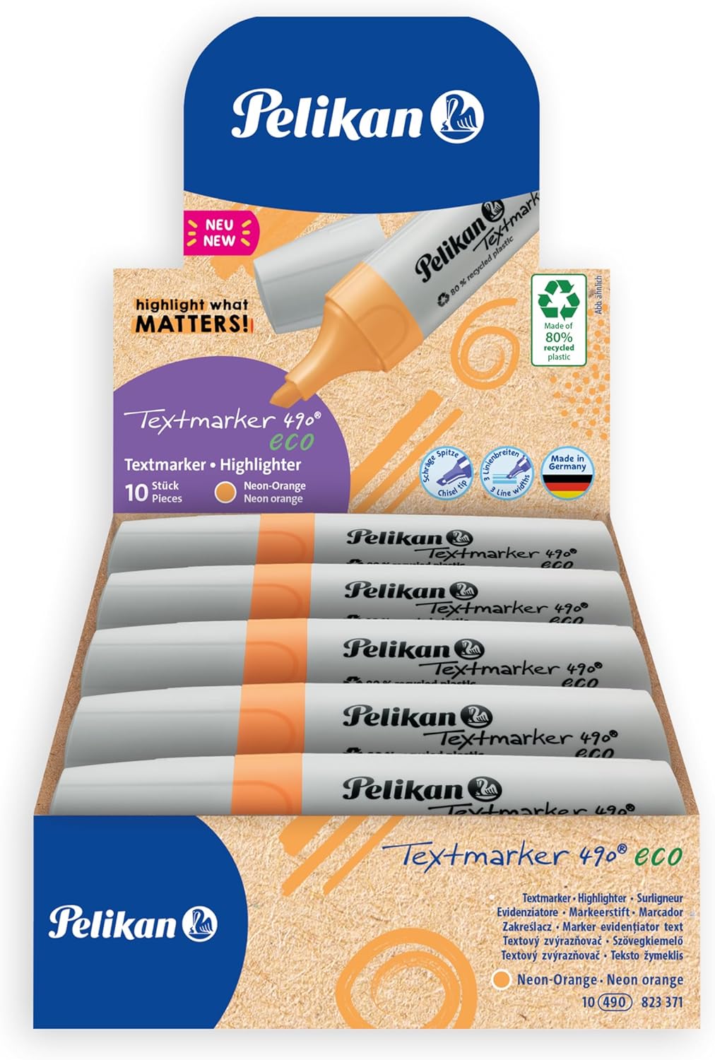 Pelikan Highlighters 490 eco Neon Orange Pack of 10 in Folding Box – Bild 6