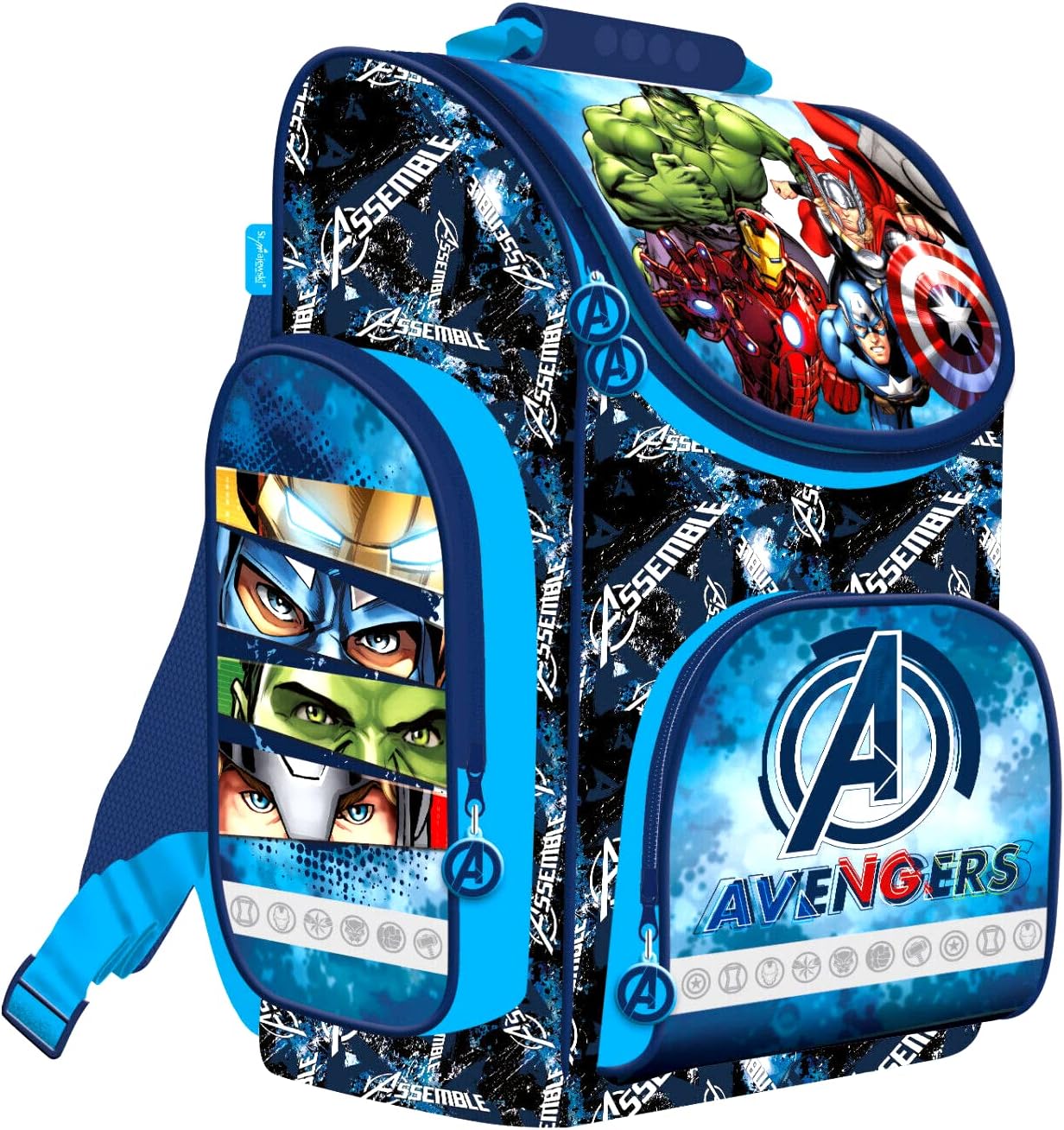 Avengers 10-Piece Set School Bag Satchel Pencil Case Satchel School Cone 85 cm with Stickers Kids4shop, blue, Cartoon – Bild 2