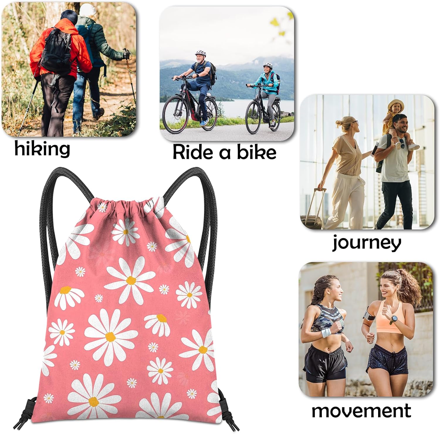 Gym Bag with Drawstring for Fitness, Beach, Swimming & Travel, Stylish Cute Waterproof Sports Bag for Women Girls Men – Bild 7