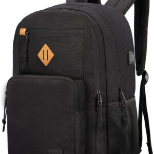 KEOFID Laptop Backpack for Men Women, Large School Backpack for Boys, Girls and Teenagers, Anti-Theft Computer Backpack, 15.6 Inch Laptop, Hand Luggage Backpack (Black 19 inches)