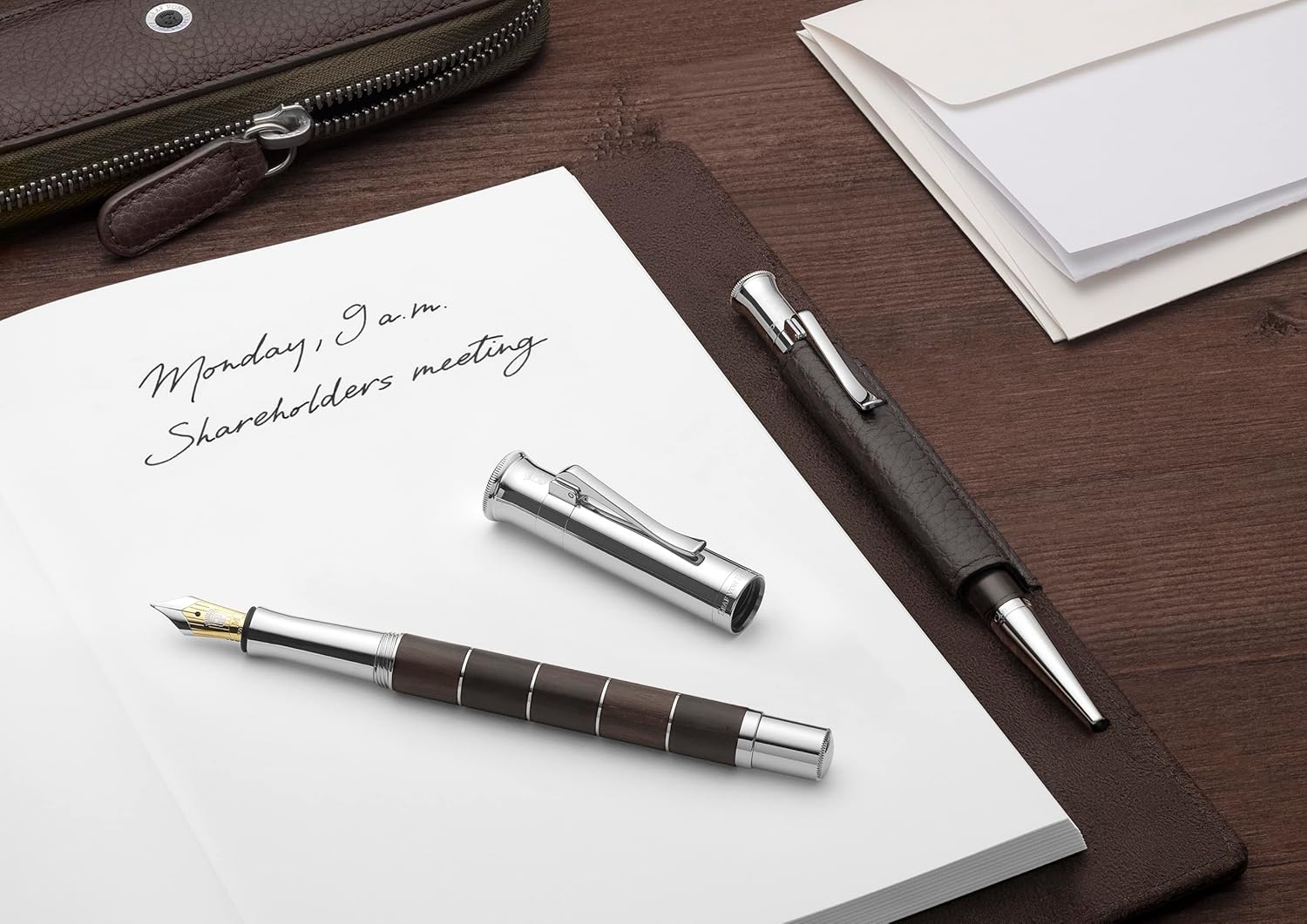 Graf Faber-Castell Anello "Grenadill" Fountain Pen Platiniert Medium Nib … – Bild 8