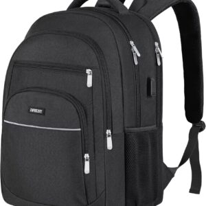 Large Backpack Men's Laptop Backpack Waterproof 17.3 Inch School Backpack Laptop Bag with USB Charging Port Anti Theft Business Work Travel Backpack for Teenagers Boys Men (Black)