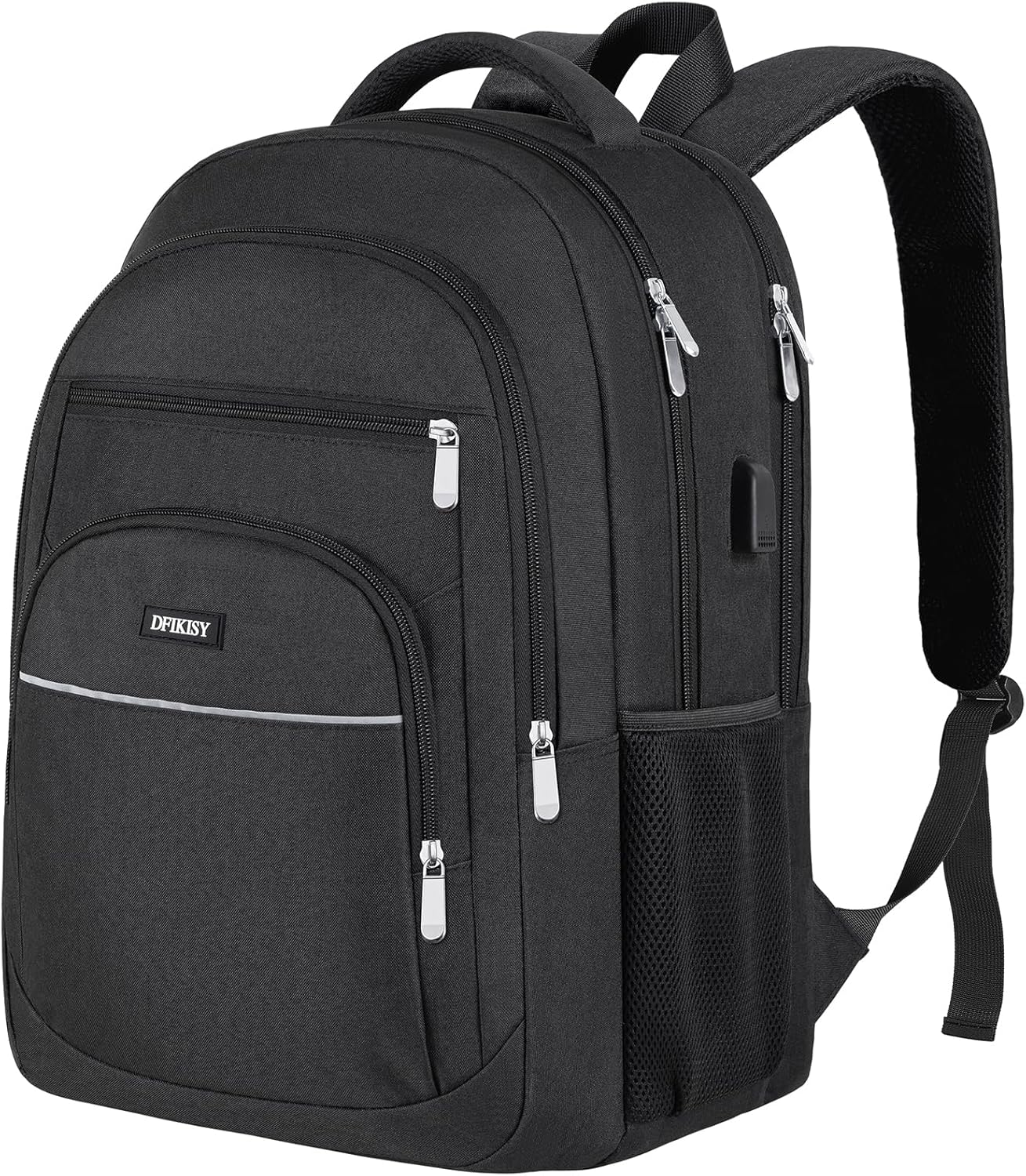 Large Backpack Men's Laptop Backpack Waterproof 17.3 Inch School Backpack Laptop Bag with USB Charging Port Anti Theft Business Work Travel Backpack for Teenagers Boys Men (Black)