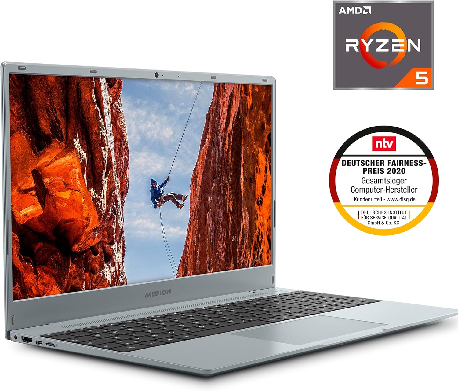 MEDION E15309 39.5 cm (15.6 Inch) Full HD Laptop (AMD Ryzen 5 5500U, 512GB PCIe SSD, 8GB DDR4 RAM, WiFi, HD Webcam, Win 11 Home) – Bild 2