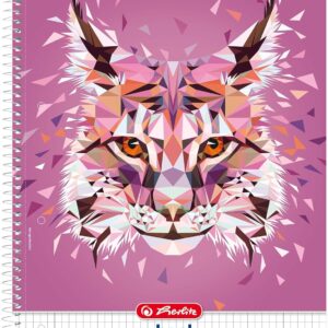 Herlitz 50027262 Notebook Flex with Interchangeable Cover, A4 2 x 40 Sheets, Motif: Wild Animals Lynx, 1 Piece, lynx