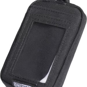 OneTigris Wallet Card Holder Coin Compartment Tactical Wallet 500D Nylon Slim Wallet with Card Slots Zip Transparent Window for Men Women Black