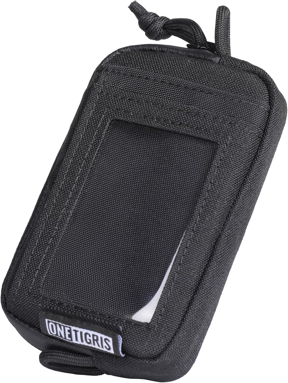 OneTigris Wallet Card Holder Coin Compartment Tactical Wallet 500D Nylon Slim Wallet with Card Slots Zip Transparent Window for Men Women Black