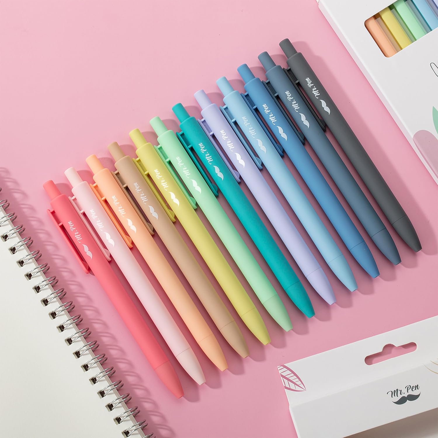 Mr. Pen- Retractable Gel Pens, 12 Pack, Colorful Ink, Fine Point 0.7mm, Fast Dry, Smooth Writing, Cute Pens for Drawing, Writing Planner and School Supplies – Bild 7